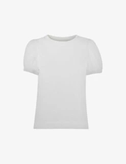 Whistles Puff-sleeved Keyhole Cotton-jersey T-shirt