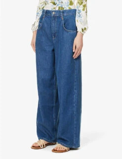 Skater Wide-leg Mid-rise Organic Cotton-blend Jeans -Sweaty Bety Clothing Shop R04147063 INDIGO ALT02