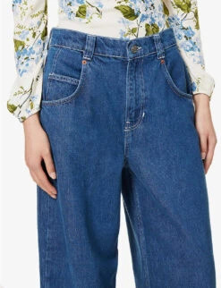 Skater Wide-leg Mid-rise Organic Cotton-blend Jeans -Sweaty Bety Clothing Shop R04147063 INDIGO ALT04