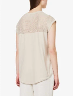 Varley Carly Perforated Stretch-woven T-shirt -Sweaty Bety Clothing Shop R04147447 WINDCHIME ALT03