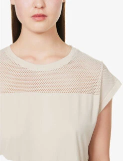 Varley Carly Perforated Stretch-woven T-shirt -Sweaty Bety Clothing Shop R04147447 WINDCHIME ALT04