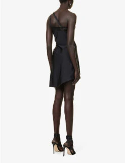 Coperni Cut-out Asymmetric-hem Stretch-woven Mini Dress -Sweaty Bety Clothing Shop R04147545 BLACKBLACK ALT03