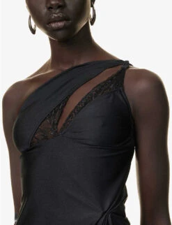 Coperni Cut-out Asymmetric-hem Stretch-woven Mini Dress -Sweaty Bety Clothing Shop R04147545 BLACKBLACK ALT04