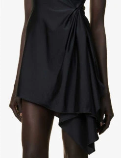 Coperni Cut-out Asymmetric-hem Stretch-woven Mini Dress -Sweaty Bety Clothing Shop R04147545 BLACKBLACK ALT05