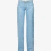 Straight-leg Mid-rise Rhinestone-embellished Jeans