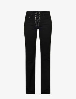 Lace-up Straight-leg Mid-rise Jeans