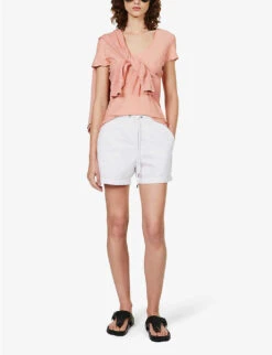 JAMES PERSE Elasticated-waist Striped Cotton-blend Shorts -Sweaty Bety Clothing Shop R04149005 WHITE ALT01