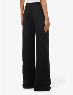 Wide-leg Mid-rise Cotton Jogging Bottoms -Sweaty Bety Clothing Shop R04149020 BLACK ALT03