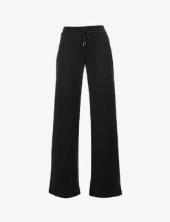 Wide-leg Mid-rise Cotton Jogging Bottoms