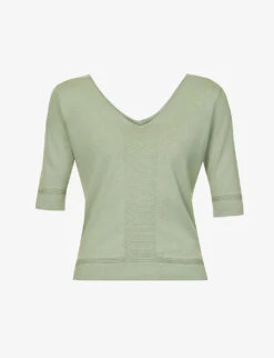 Max Mara Starlet V-neck Relaxed-fit Silk And Cotton-blend Top