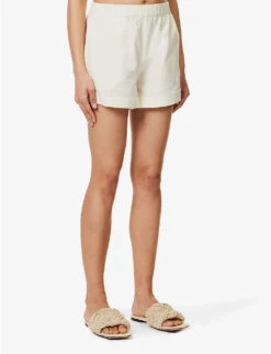 Emery Mid-rise Cotton And Linen-blend Shorts -Sweaty Bety Clothing Shop R04149655 STONE ALT02