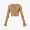 Metallic Crystal-embellished Woven-blend Cardigan -Sweaty Bety Clothing Shop R04149718 GOLD M