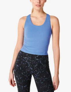 Sweaty Betty Athlete Cropped Seamless Workout Stretch-jersey T-shirt -Sweaty Bety Clothing Shop R04150372 REGATTABLUE ALT02