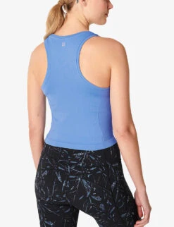 Sweaty Betty Athlete Cropped Seamless Workout Stretch-jersey T-shirt -Sweaty Bety Clothing Shop R04150372 REGATTABLUE ALT03