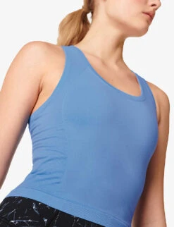 Sweaty Betty Athlete Cropped Seamless Workout Stretch-jersey T-shirt -Sweaty Bety Clothing Shop R04150372 REGATTABLUE ALT04