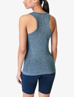 Sweaty Betty Athlete Seamless Workout Marl-pattern Stretch-jersey Tank Top -Sweaty Bety Clothing Shop R04150373 COLOSSALBLUE ALT03