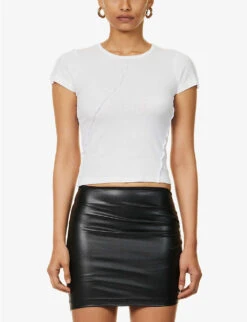 Helmut Lang Twist-seam Cropped Ribbed Cotton T-shirt 10 Helmut Lang Twist-seam Cropped Ribbed Cotton T-shirt -Sweaty Bety Clothing Shop R04150643 WHITE ALT02