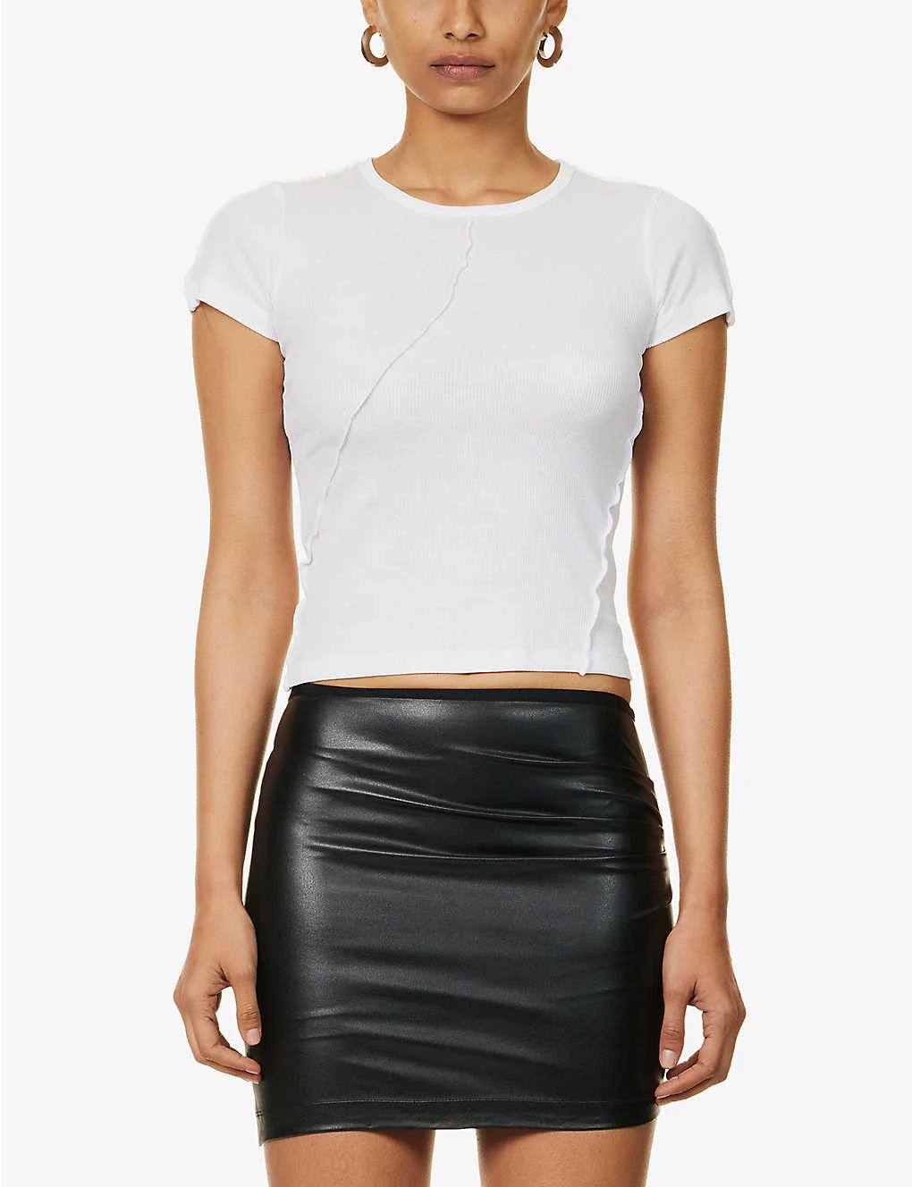 Helmut Lang Twist-seam Cropped Ribbed Cotton T-shirt 5 Helmut Lang Twist-seam Cropped Ribbed Cotton T-shirt - Image 3