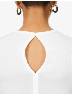 Helmut Lang Twist-seam Cropped Ribbed Cotton T-shirt 12 Helmut Lang Twist-seam Cropped Ribbed Cotton T-shirt -Sweaty Bety Clothing Shop R04150643 WHITE ALT04