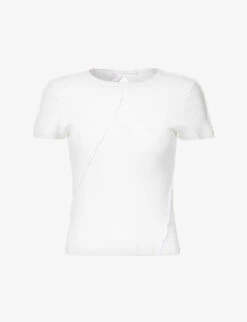 Helmut Lang Twist-seam Cropped Ribbed Cotton T-shirt