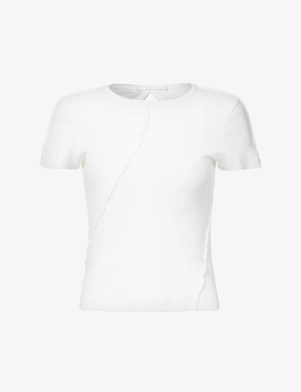 Helmut Lang Twist-seam Cropped Ribbed Cotton T-shirt 3 Helmut Lang Twist-seam Cropped Ribbed Cotton T-shirt