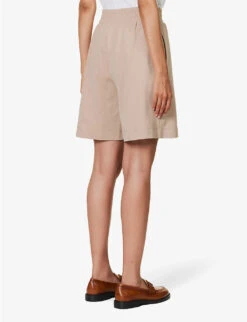 Weekend Max Mara Zoraide Regular-fit Mid-rise Stretch-jersey Shorts -Sweaty Bety Clothing Shop R04151226 BEIGE ALT03