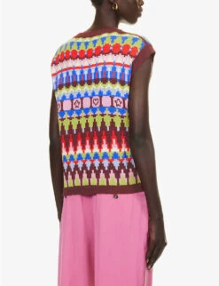 Weekend Max Mara Aligi Geometric-design Wool-blend Jumper -Sweaty Bety Clothing Shop R04151239 SKYBLUE ALT03