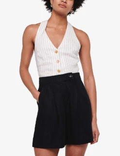 Fidel Tabbed Linen Shorts -Sweaty Bety Clothing Shop R04151537 BLACK ALT02