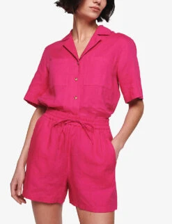 Hauti Relaxed-fit Linen Shorts 9 Hauti Relaxed-fit Linen Shorts -Sweaty Bety Clothing Shop R04151541 RASPBERRY ALT02