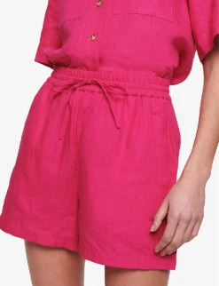Hauti Relaxed-fit Linen Shorts 11 Hauti Relaxed-fit Linen Shorts -Sweaty Bety Clothing Shop R04151541 RASPBERRY ALT04