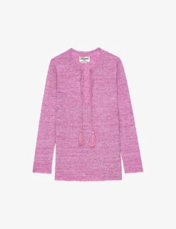 Zadig & Voltaire Amber Plunging-neck Organic Linen And Silk-blend Jumper