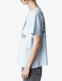 Zadig & Voltaire Omma Core Cho-print Cotton T-shirt -Sweaty Bety Clothing Shop R04151987 CIEL ALT02