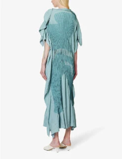 Issey Miyake Imprint Ribbed Rayon-blend Midi Dress -Sweaty Bety Clothing Shop R04152499 LIGHTBLUE ALT03