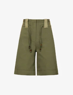 Ganni Mid-rise Belted Woven Shorts