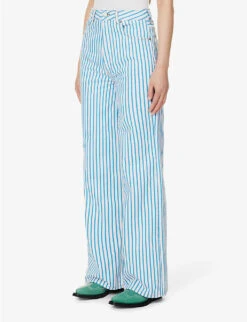 Ganni Stripe-embellished Organic-denim Jeans -Sweaty Bety Clothing Shop R04152901 BRIGHTWHITE ALT02