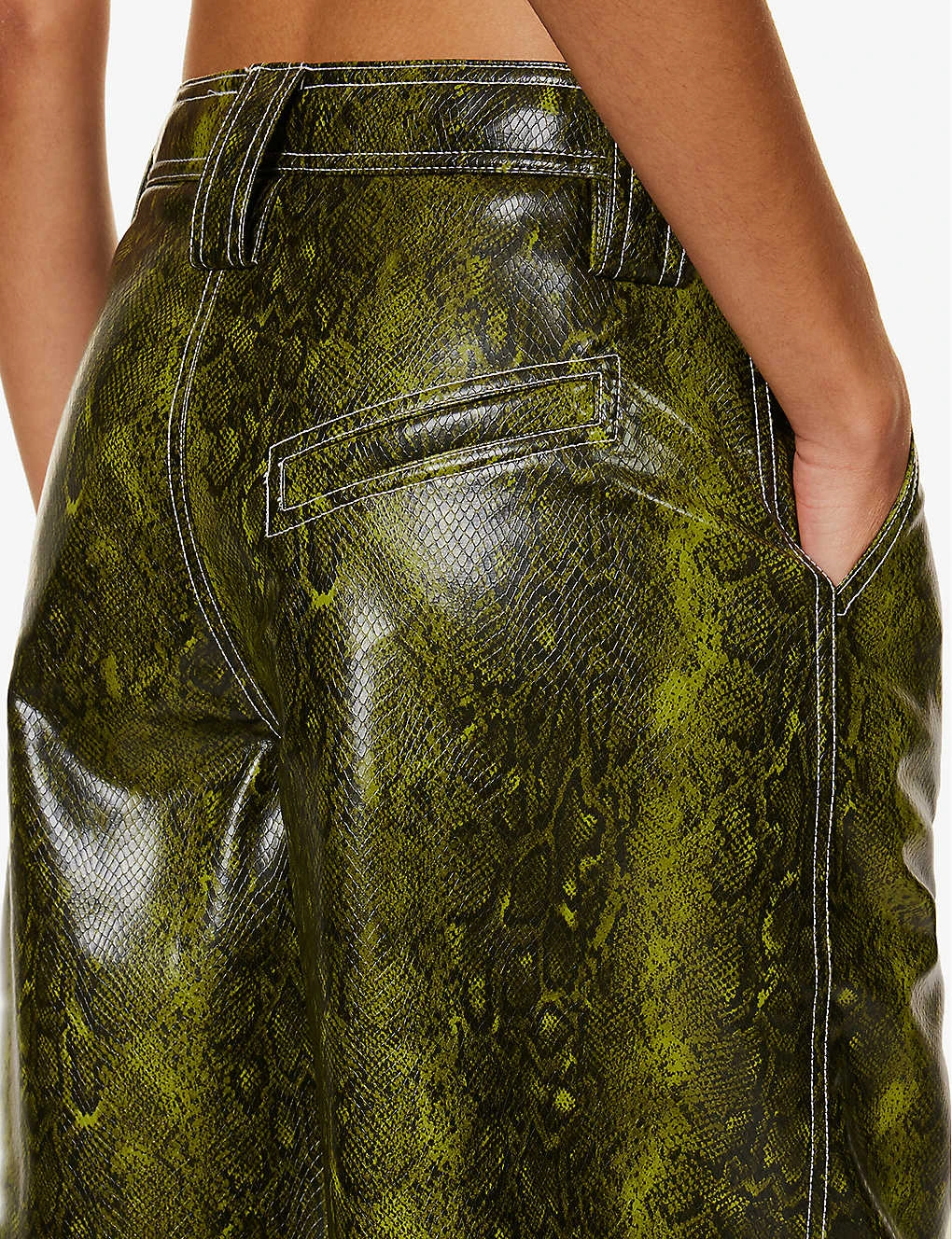 Ganni Snake-print Wide-leg Faux-leather Shorts 7 Ganni Snake-print Wide-leg Faux-leather Shorts - Image 5