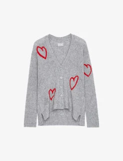 Zadig & Voltaire Mirka Heart-embroidered Cashmere Cardigan
