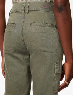 Paige Dion Cargo-pocket Straight-leg Mid-rise Cotton-blend Jeans -Sweaty Bety Clothing Shop R04153165 VINTAGEIVYGREEN ALT05