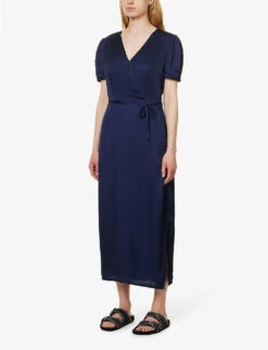 Paige Manuela Wrap-front Recycled Polyester-blend Midi Dress -Sweaty Bety Clothing Shop R04153174 DARKGALAXY ALT02