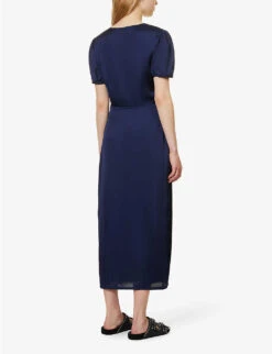 Paige Manuela Wrap-front Recycled Polyester-blend Midi Dress -Sweaty Bety Clothing Shop R04153174 DARKGALAXY ALT03