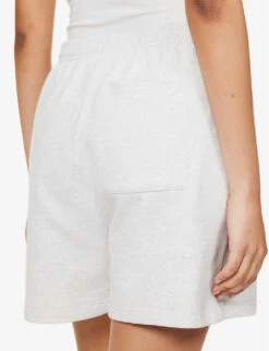 Brand-print High-rise Relaxed-fit Cotton-jersey Shorts -Sweaty Bety Clothing Shop R04153507 GREYMELANGE ALT04