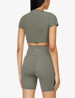 Ultimate Wrap-over High-rise Stretch-woven Shorts -Sweaty Bety Clothing Shop R04153513 OLIVEGREEN ALT03