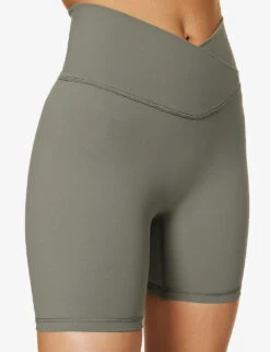 Ultimate Wrap-over High-rise Stretch-woven Shorts -Sweaty Bety Clothing Shop R04153513 OLIVEGREEN ALT04