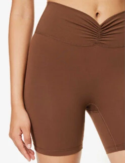 Ruched High-rise Stretch-woven Shorts 11 Ruched High-rise Stretch-woven Shorts -Sweaty Bety Clothing Shop R04153644 CHOCOLATEBROWN ALT04