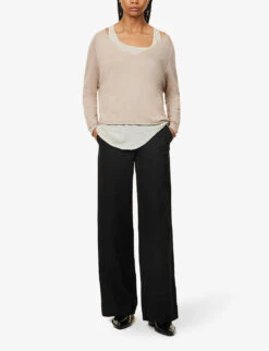 V-neck Relaxed-fit Silk And Cotton Knitted Top -Sweaty Bety Clothing Shop R04153677 SAND ALT01