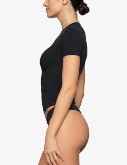 Vintage Round Neck Stretch-cotton Top -Sweaty Bety Clothing Shop R04153796 WASHEDONYX ALT02