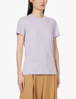 Vince Essential Round-neck Cotton-jersey T-shirt -Sweaty Bety Clothing Shop R04154648 WISTERIA ALT02