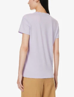 Vince Essential Round-neck Cotton-jersey T-shirt -Sweaty Bety Clothing Shop R04154648 WISTERIA ALT03
