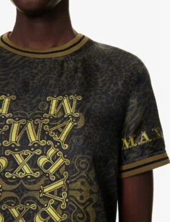 Max Mara Raid Brand-print Relaxed-fit Silk T-shirt -Sweaty Bety Clothing Shop R04156239 BLACK ALT04