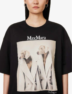 Max Mara Tacco Graphic-print Cotton-jersey T-shirt -Sweaty Bety Clothing Shop R04156258 BLACK ALT04